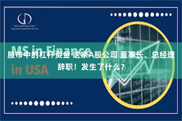 股市中的杠杆资金 这家A股公司 董事长、总经理辞职！发生了什么？