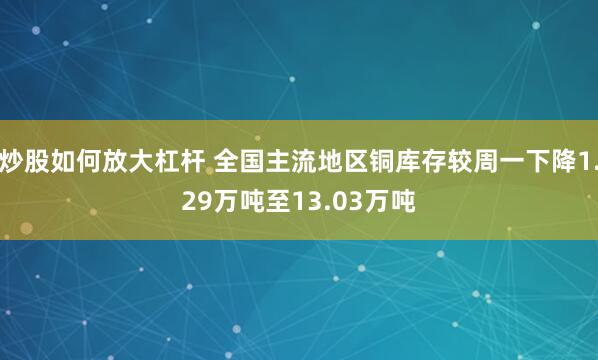 炒股如何放大杠杆 全国主流地区铜库存较周一下降1.29万吨至13.03万吨