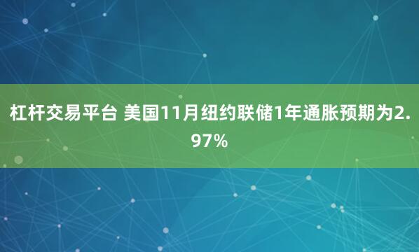 杠杆交易平台 美国11月纽约联储1年通胀预期为2.97%