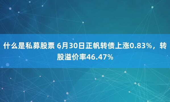 什么是私募股票 6月30日正帆转债上涨0.83%，转股溢价率46.47%